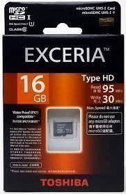 microSD TOSHIBA 16 GB Class 10 SDHC Exceria R:95 W:30 Color