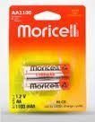 باطری قلمی ریشارژ moricell 1100mAh بسته دو عددی